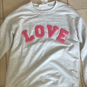 Workshop Republic Clothing Gray Long Sleeve Tee with Pink Love